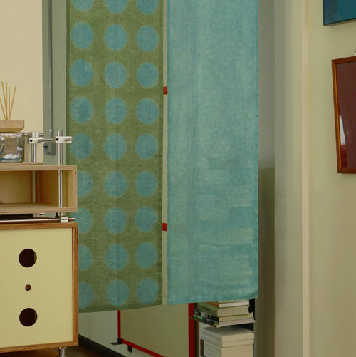 Hand Dyed Linen Noren Curtain — Blue / Green