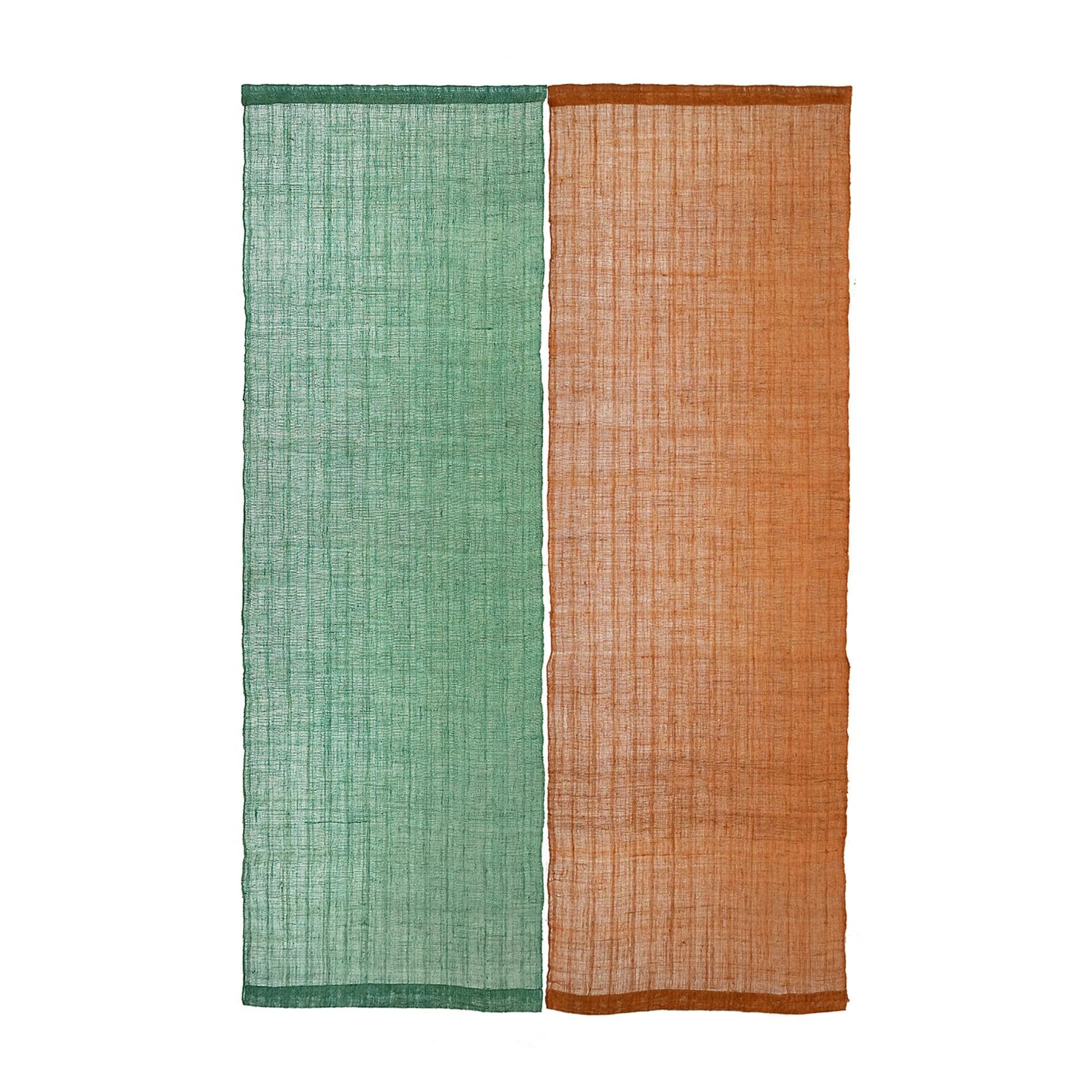 close-up of Ramie Ombre — Ochre Green showing natural dye and weave