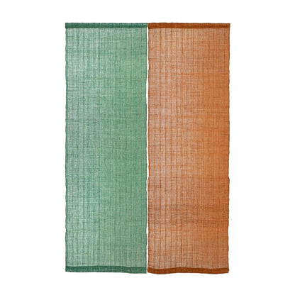 close-up of Ramie Ombre — Ochre Green showing natural dye and weave