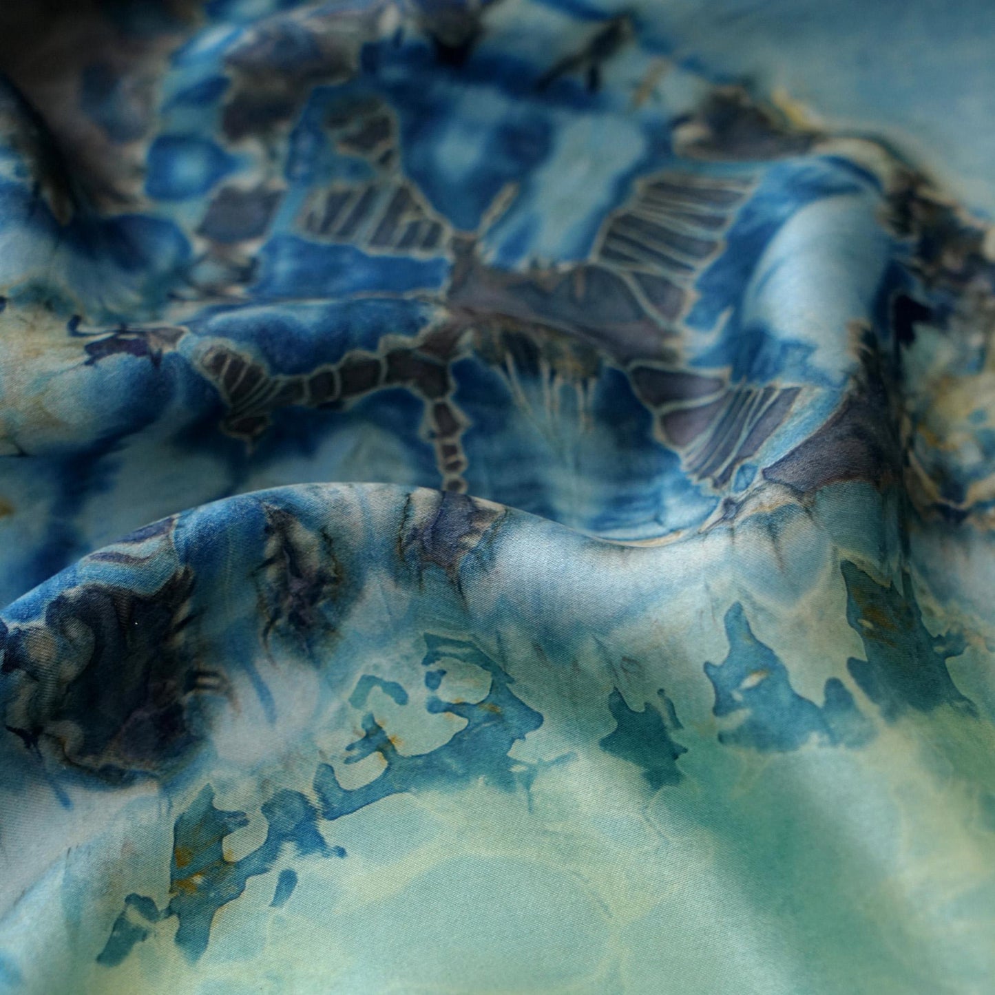 fabric detail of Scarf — Deep Teal showing hand-dyed texture and drape