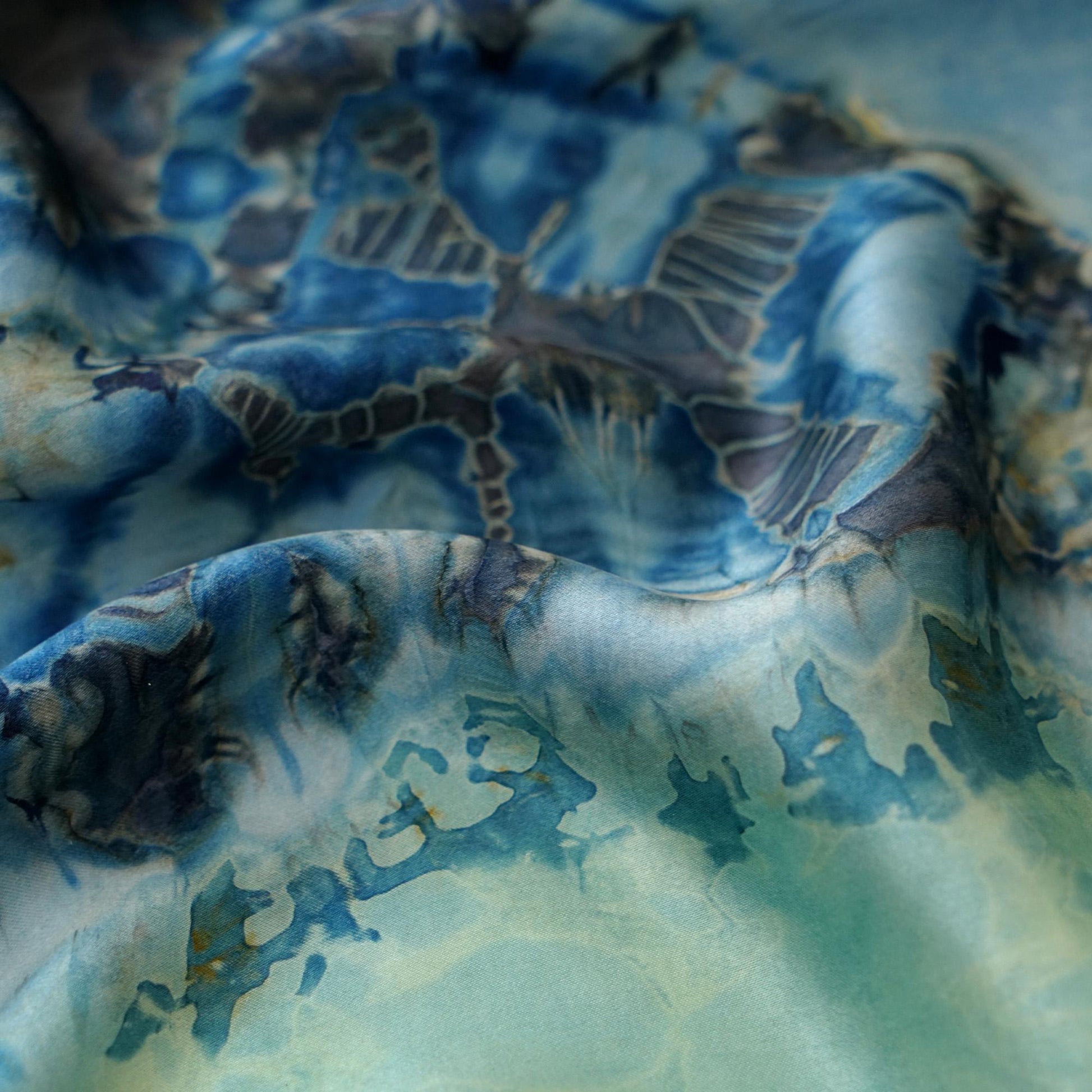fabric detail of Scarf — Deep Teal showing hand-dyed texture and drape