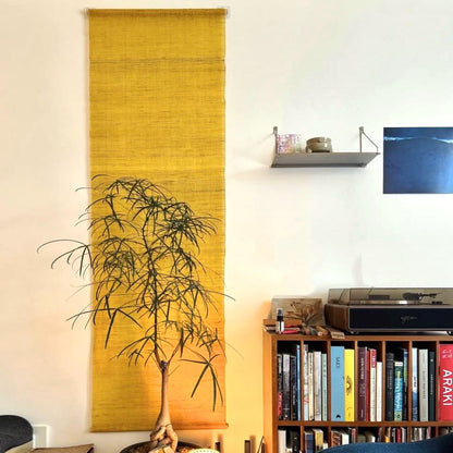 Ramie ombre textile 'Golden Yellow' — hand-dyed gradient plant-dyed ramie panel.