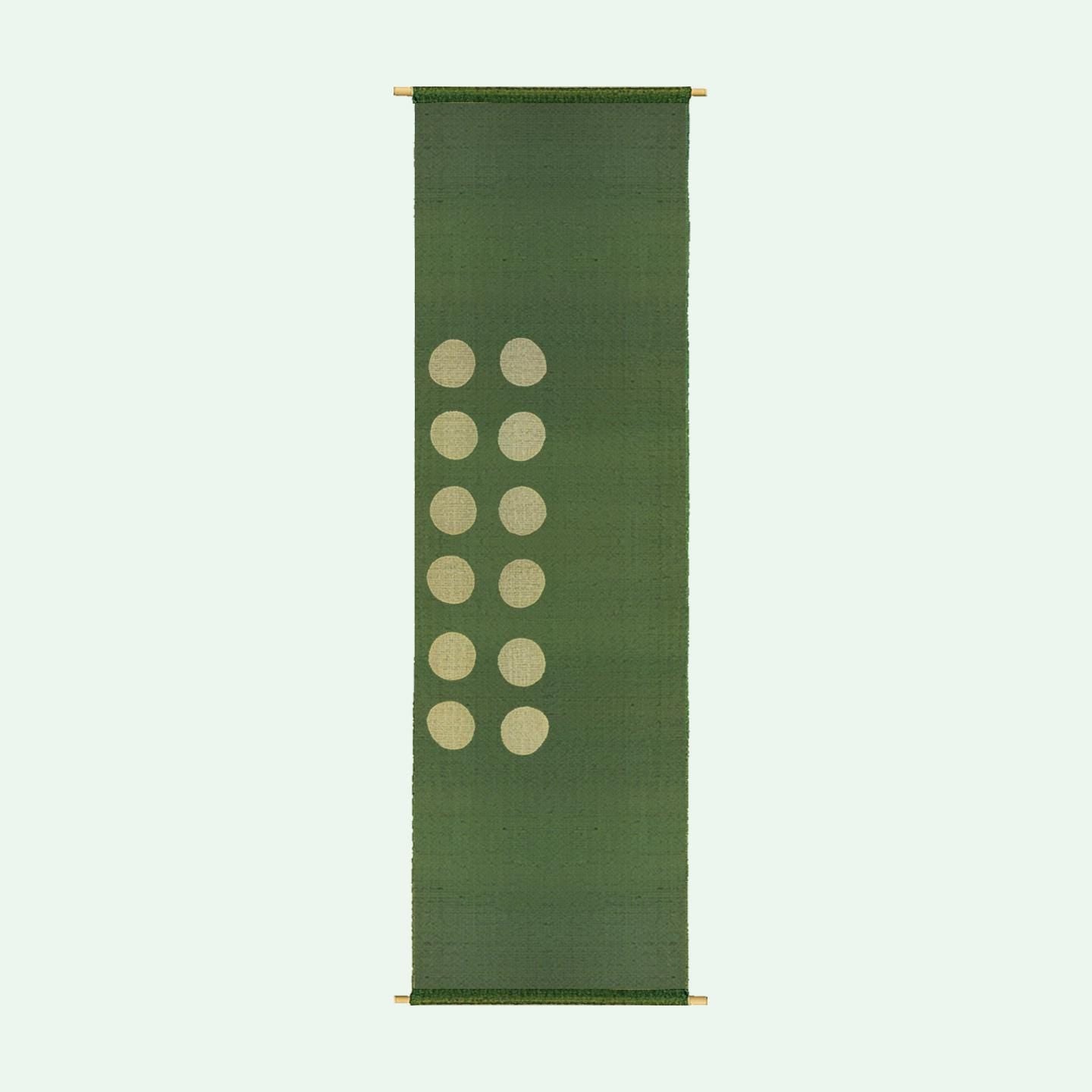styled interior scene with Ramie Cloth — Green Dots used as a curtain or screen