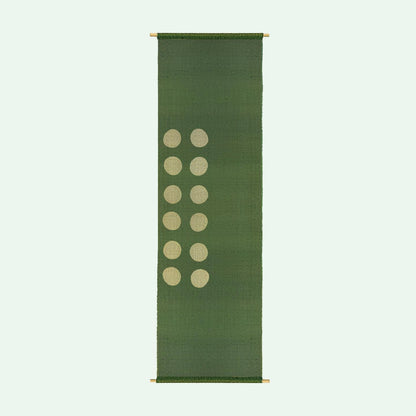 styled interior scene with Ramie Cloth — Green Dots used as a curtain or screen