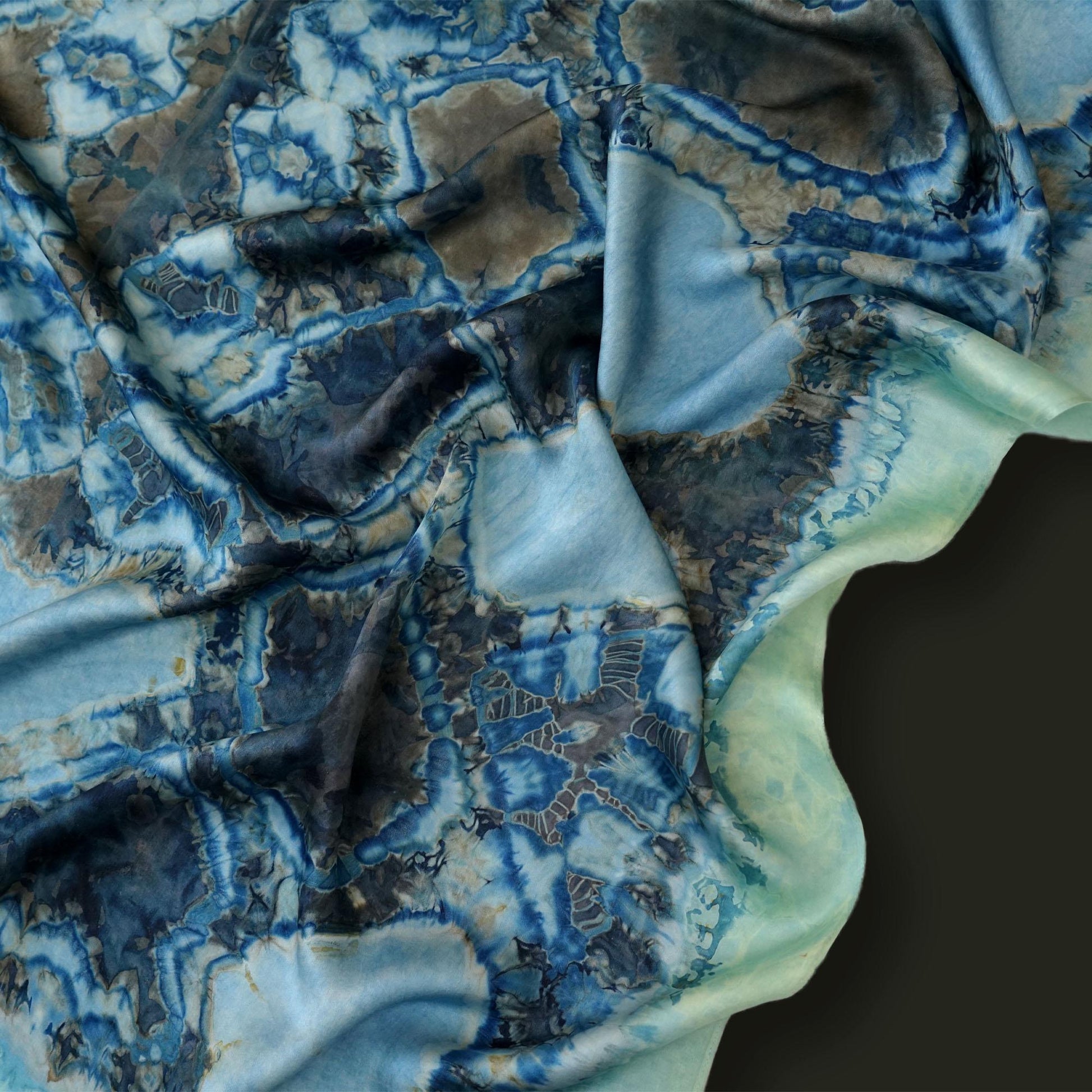 fabric detail of Scarf — Deep Teal showing hand-dyed texture and drape