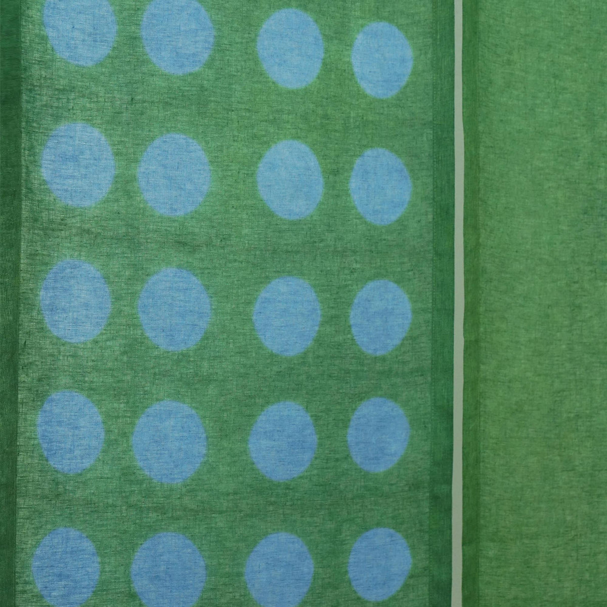 styled room scene with Polka Dot Linen Noren — Green / Dots used as a window or doorway curtain