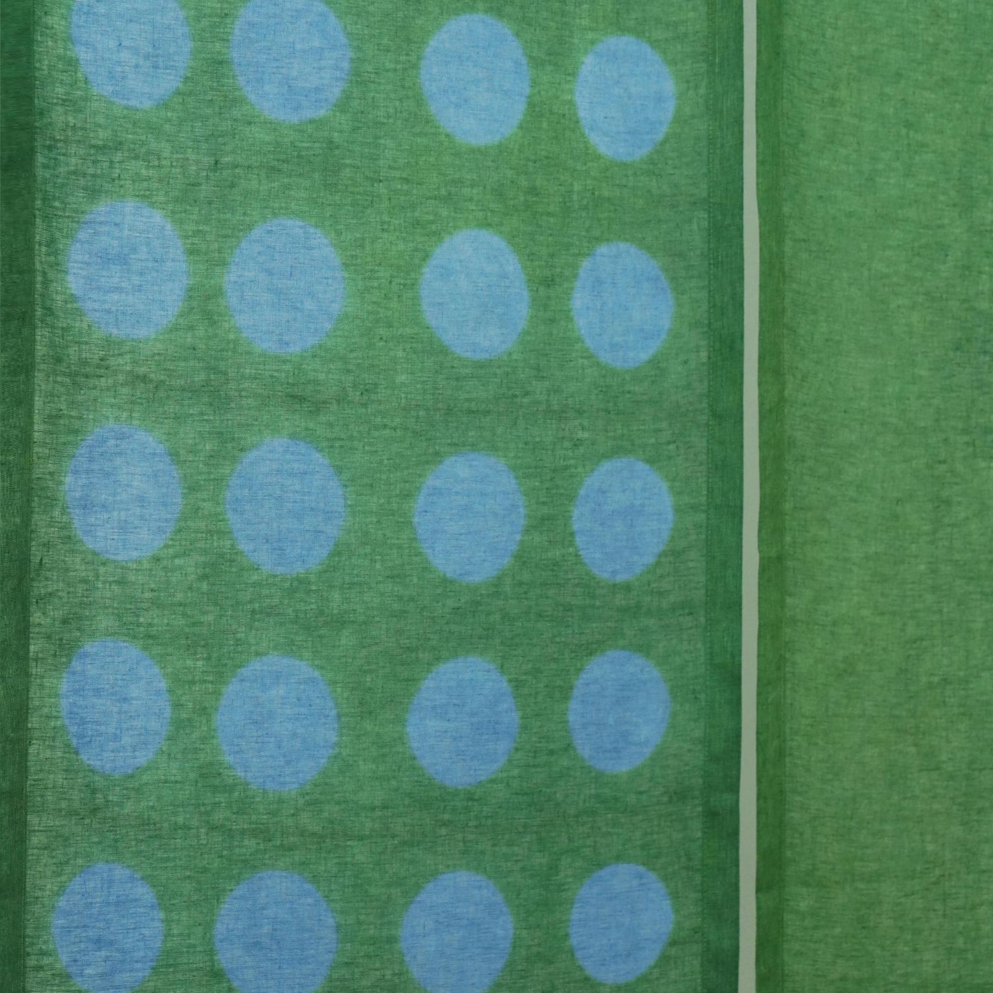 styled room scene with Polka Dot Linen Noren — Green / Dots used as a window or doorway curtain