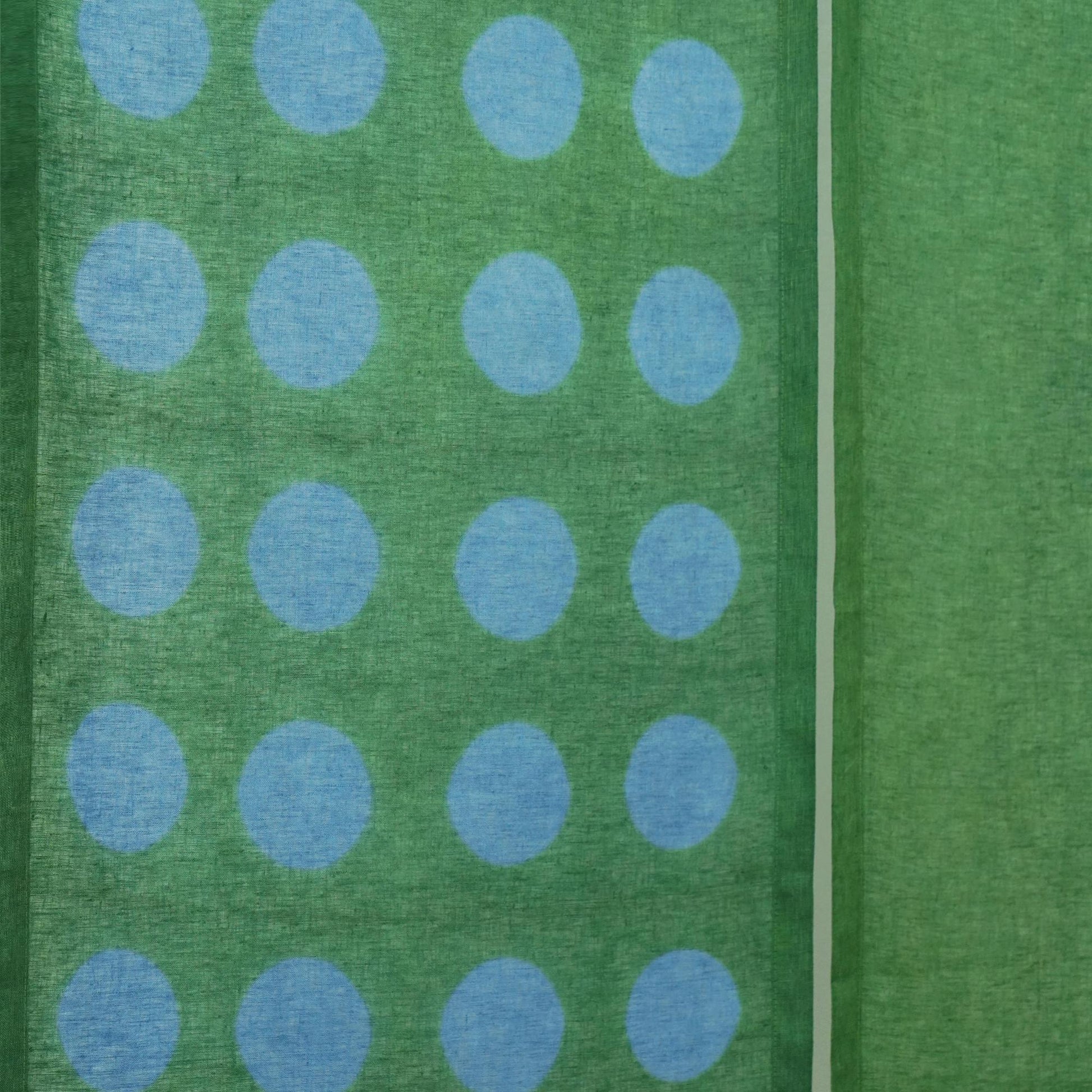 styled room scene with Polka Dot Linen Noren — Green / Dots used as a window or doorway curtain