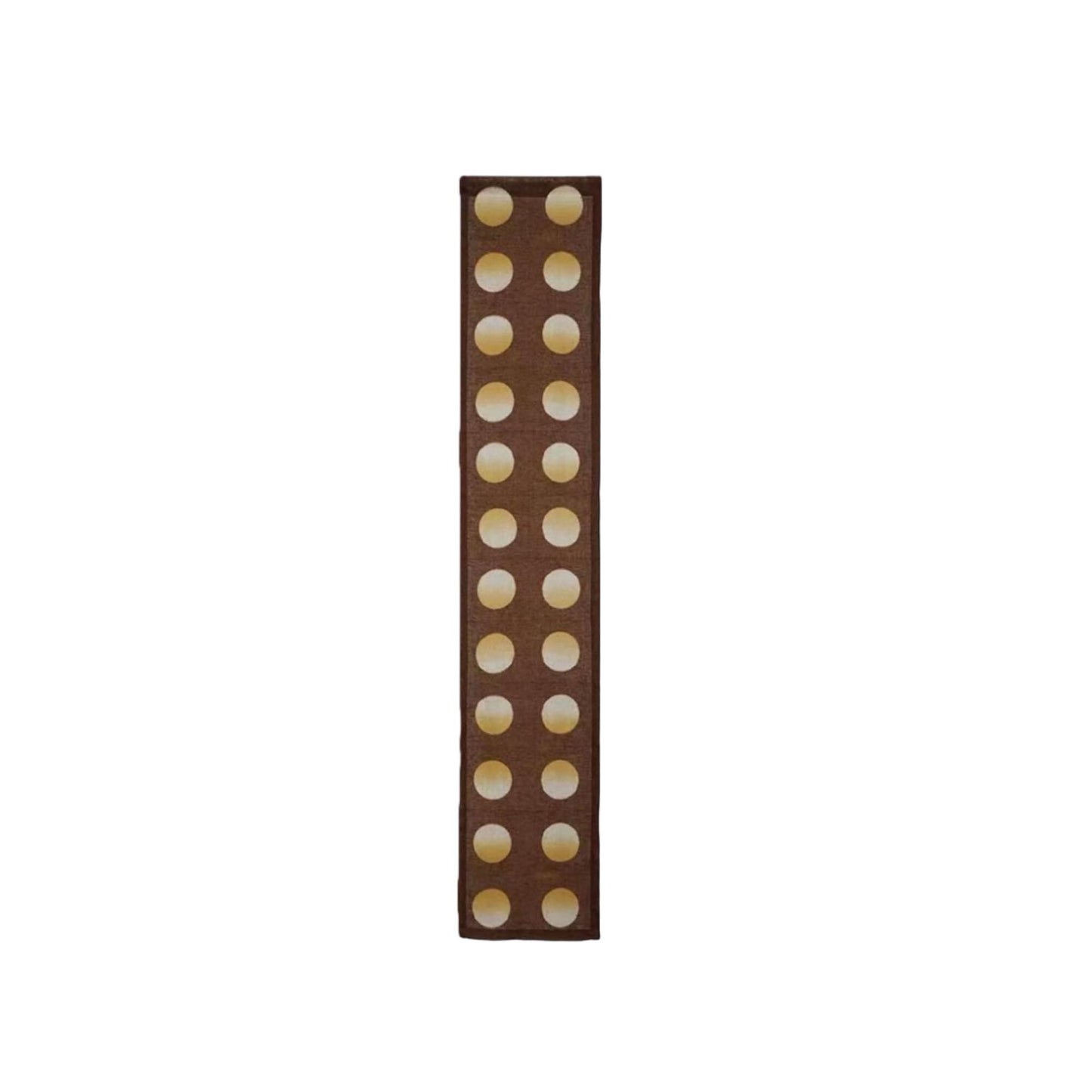 close-up of Polka Dot Linen Noren — Orange / Yellow showing the natural resist-dye motif on linen