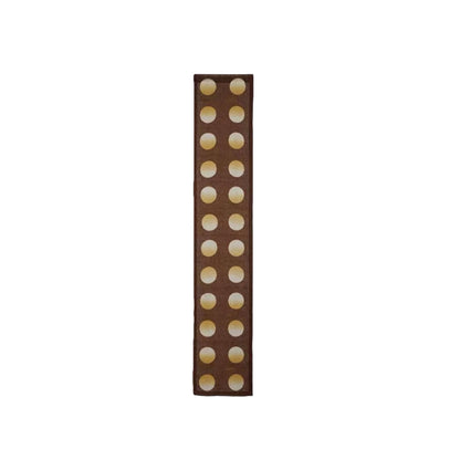 close-up of Polka Dot Linen Noren — Orange / Yellow showing the natural resist-dye motif on linen