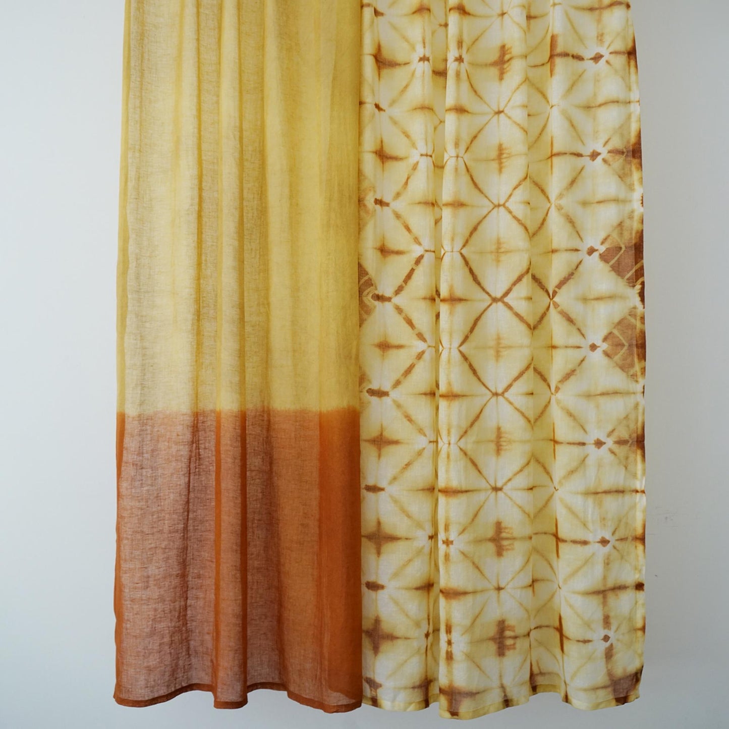 room scene with Linen Panel — Oat Dots used as sheer curtains in a living space