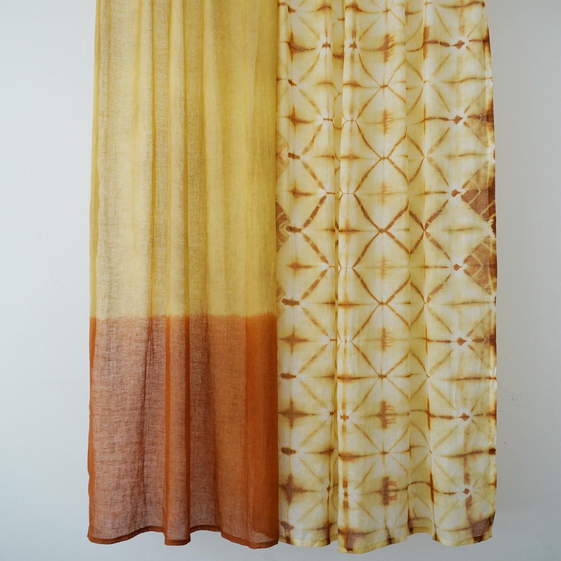 room scene with Linen Panel — Oat Dots used as sheer curtains in a living space