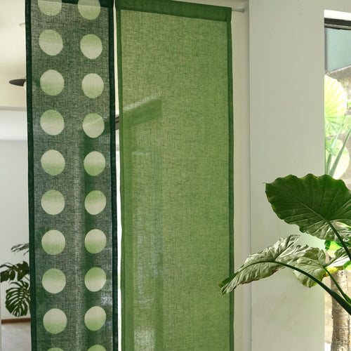 Hand Dyed Linen Noren Curtain — Sage / Green