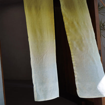 close-up of Soft Tone Noren — Yellow White showing the natural resist-dye motif on linen