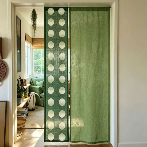 Hand Dyed Linen Noren Curtain — Sage / Green