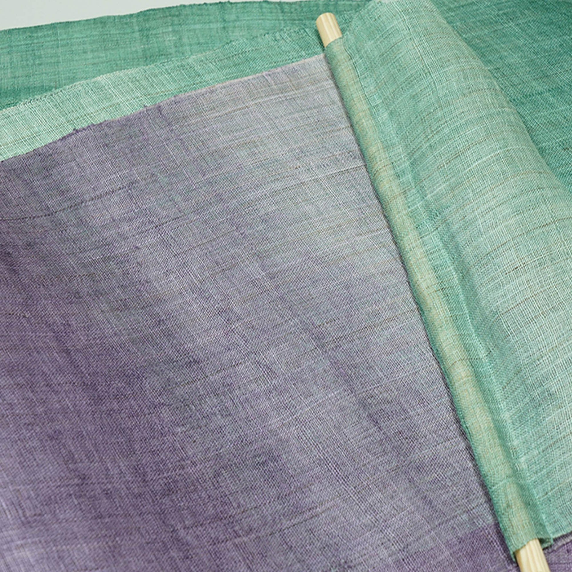 close-up of Ramie Ombre — Violet Mist showing natural dye and weave