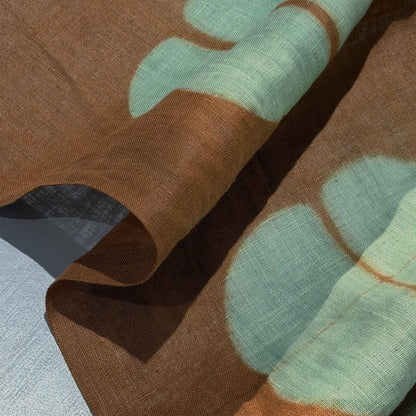 detail view of Motif Linen Noren — Amber Grid showing plant-dyed linen texture and pattern