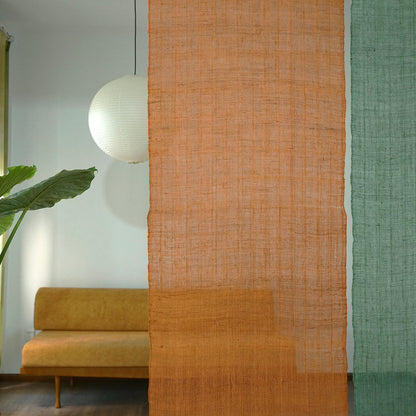 detail view of Ramie Ombre — Ochre Green showing plant-dyed fabric texture