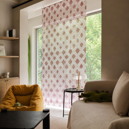 Organza — Mist Purple by a window, filtering daylight and adding soft pattern