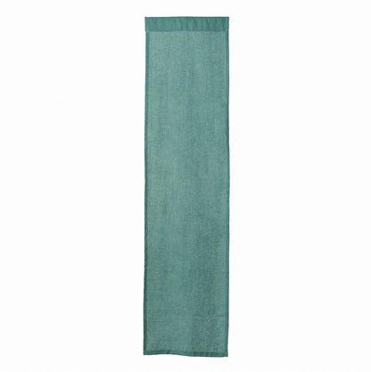 Hand dyed linen noren curtain in blue and green, lifestyle view in a home interior
