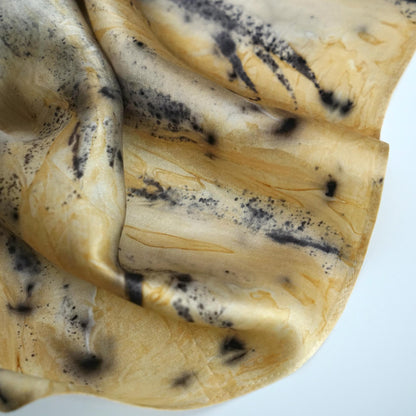 flat-lay view of Scarf — Ochre Vine highlighting the natural dye and motif