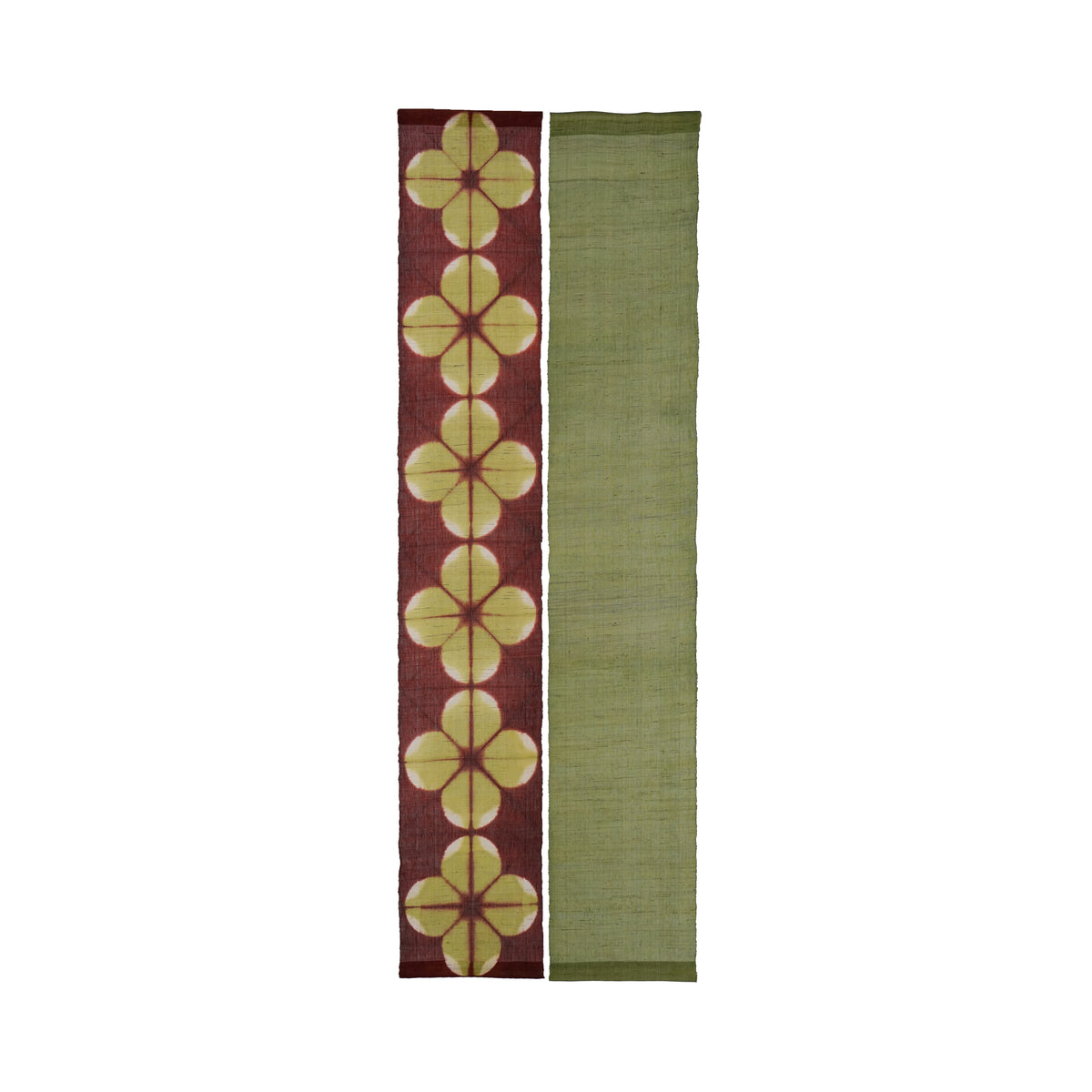 Narrow Ramie Wall Hanging — Wine Olive Blossom