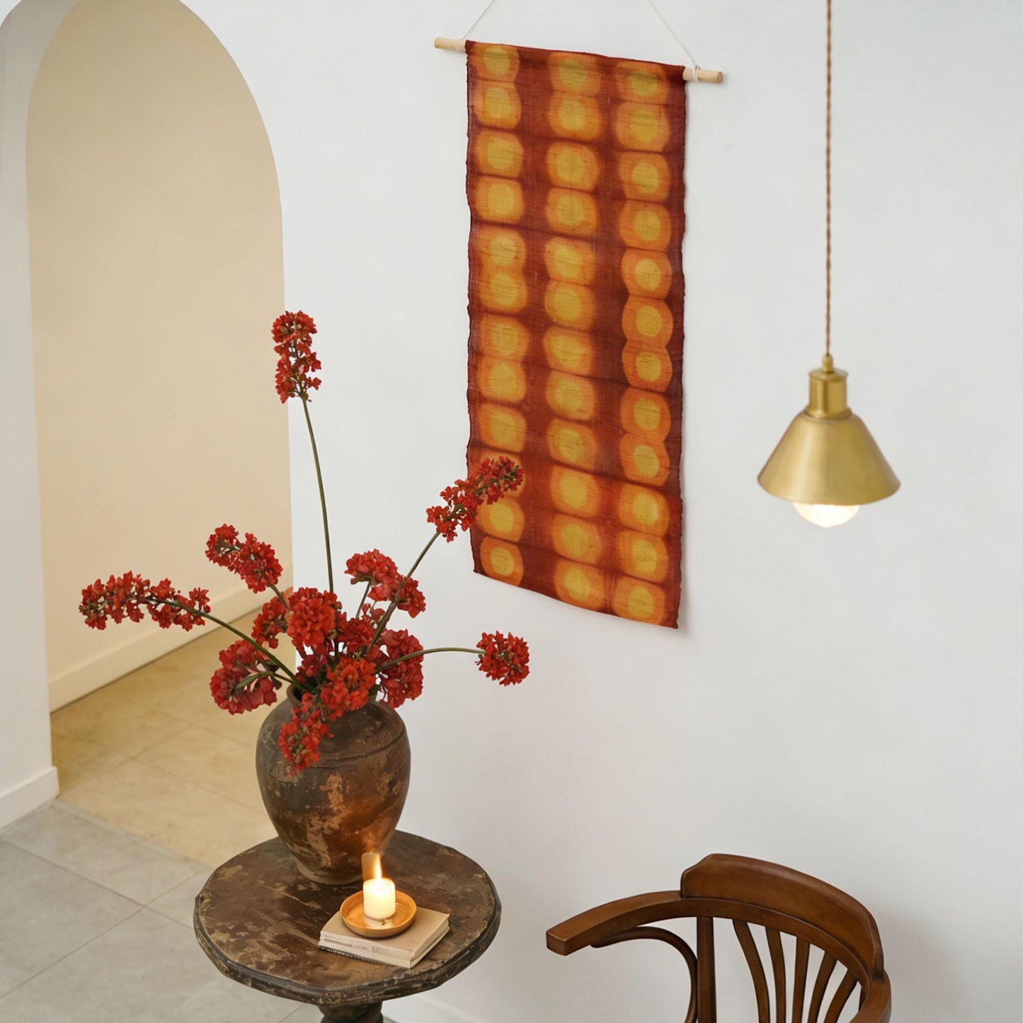 styled interior scene with Ramie Cloth — Berry used as a curtain or screen