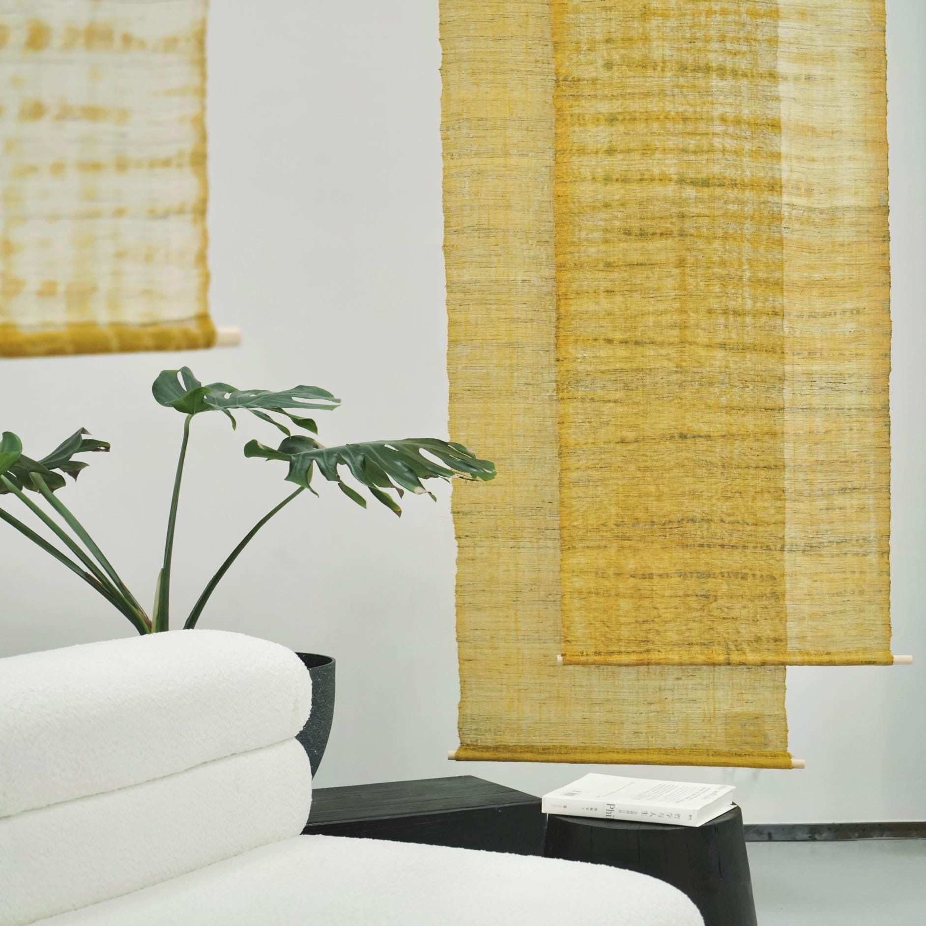 alternate view of Ramie Ombre — Golden Yellow in a styled interior