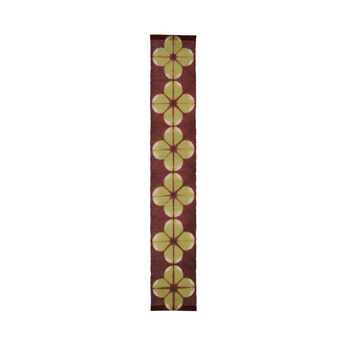 Narrow Ramie Wall Hanging — Wine Olive Blossom