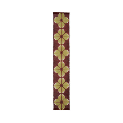 Narrow Ramie Wall Hanging — Wine Olive Blossom
