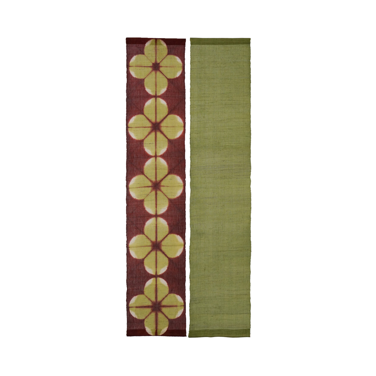 Narrow Ramie Wall Hanging — Wine Olive Blossom
