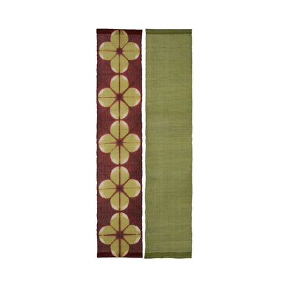 Narrow Ramie Wall Hanging — Wine Olive Blossom