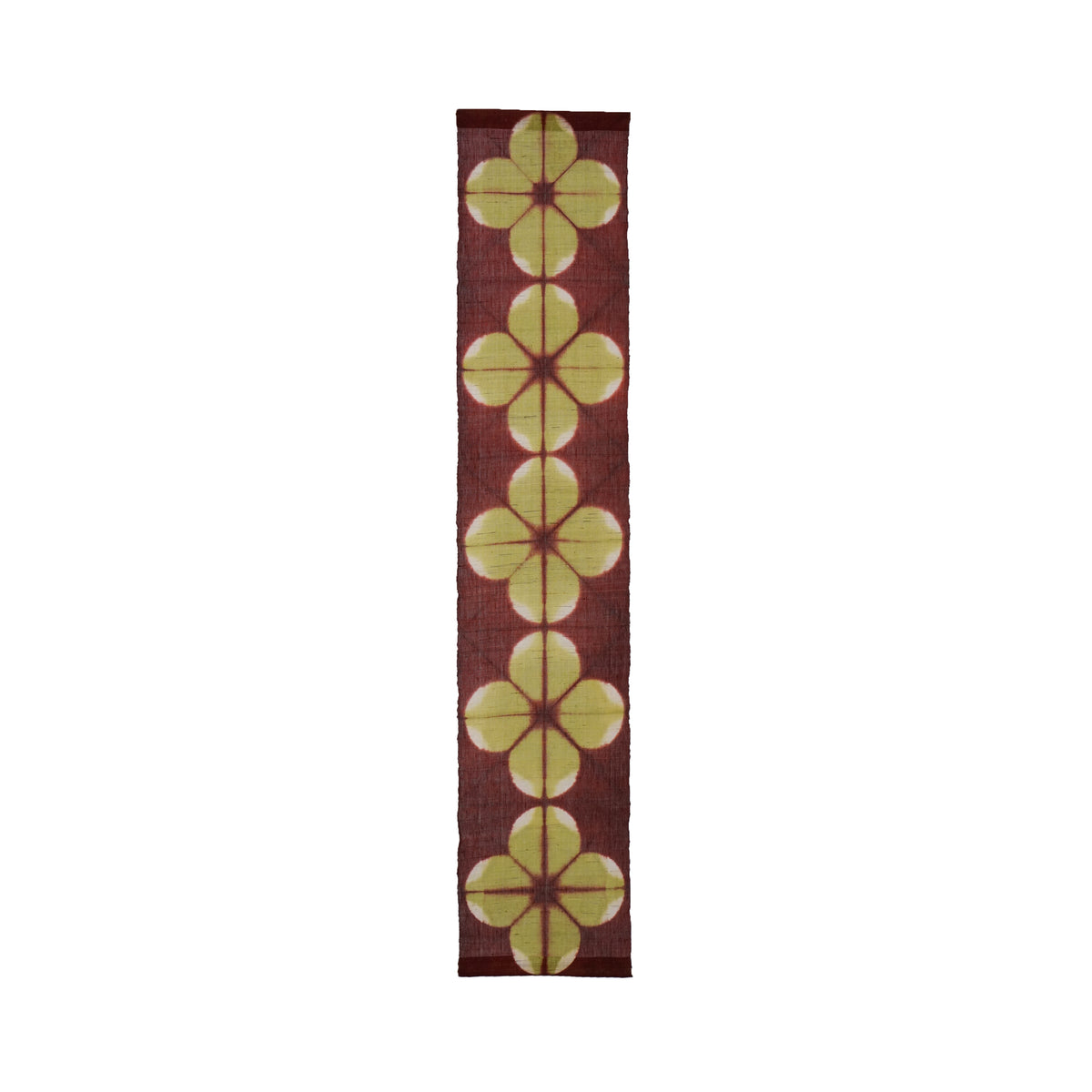 Narrow Ramie Wall Hanging — Wine Olive Blossom
