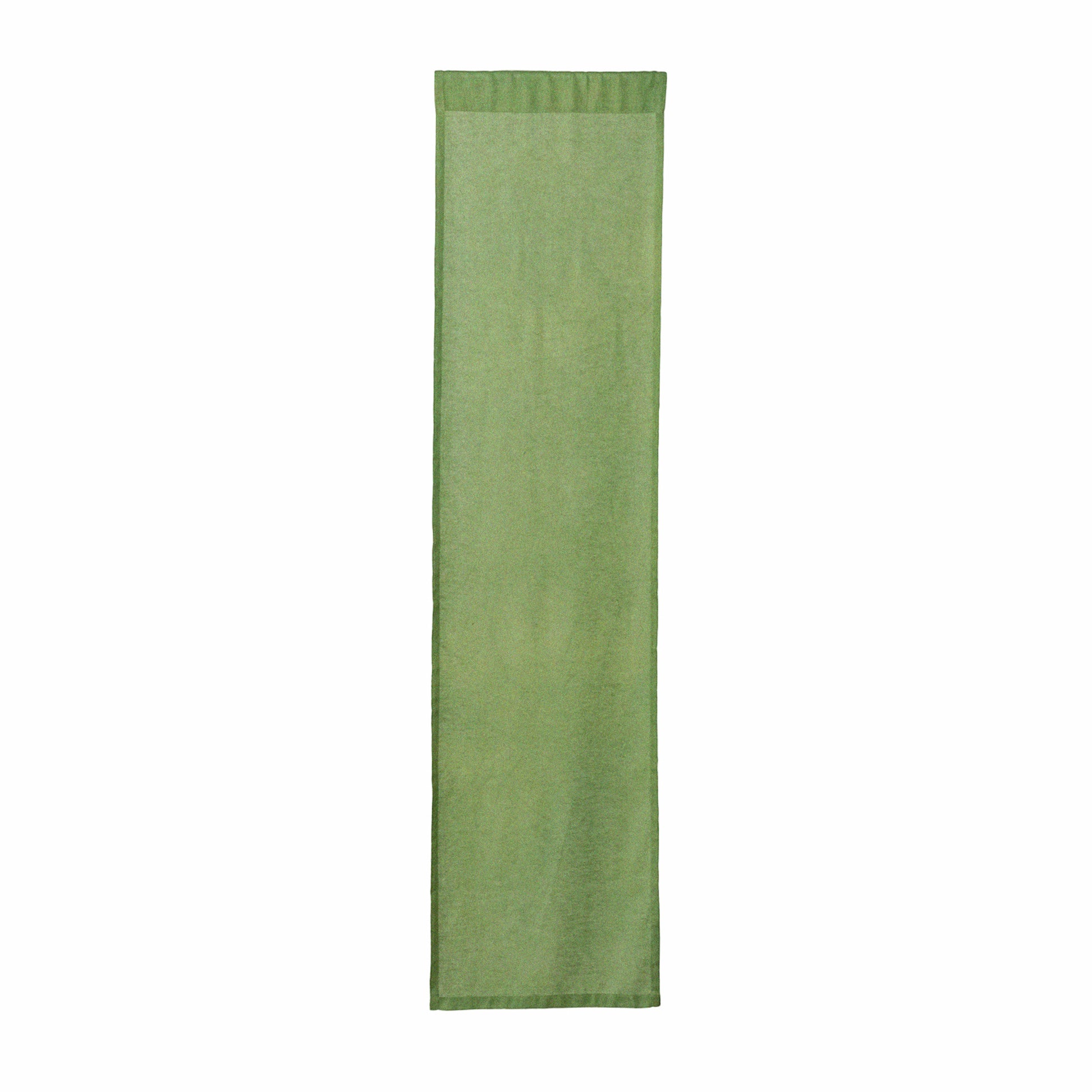 Hand dyed linen noren curtain in purple and green, proportions and panel details