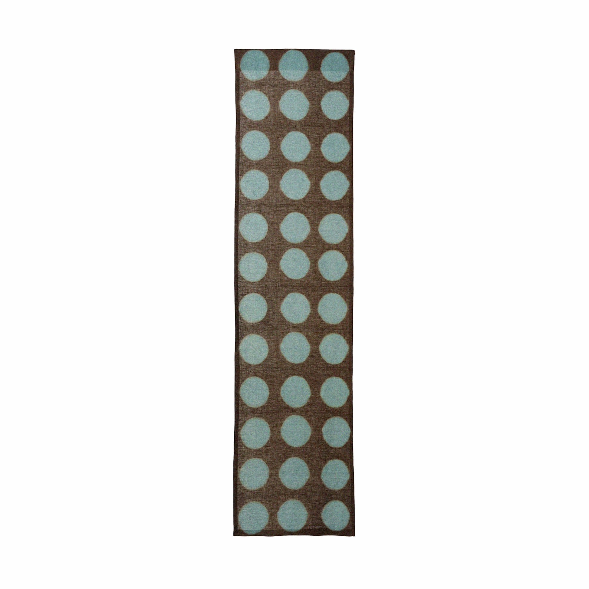 Hand dyed linen noren curtain in yellow and coffee, proportions and panel details