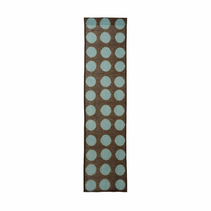 Hand dyed linen noren curtain in yellow and coffee, proportions and panel details
