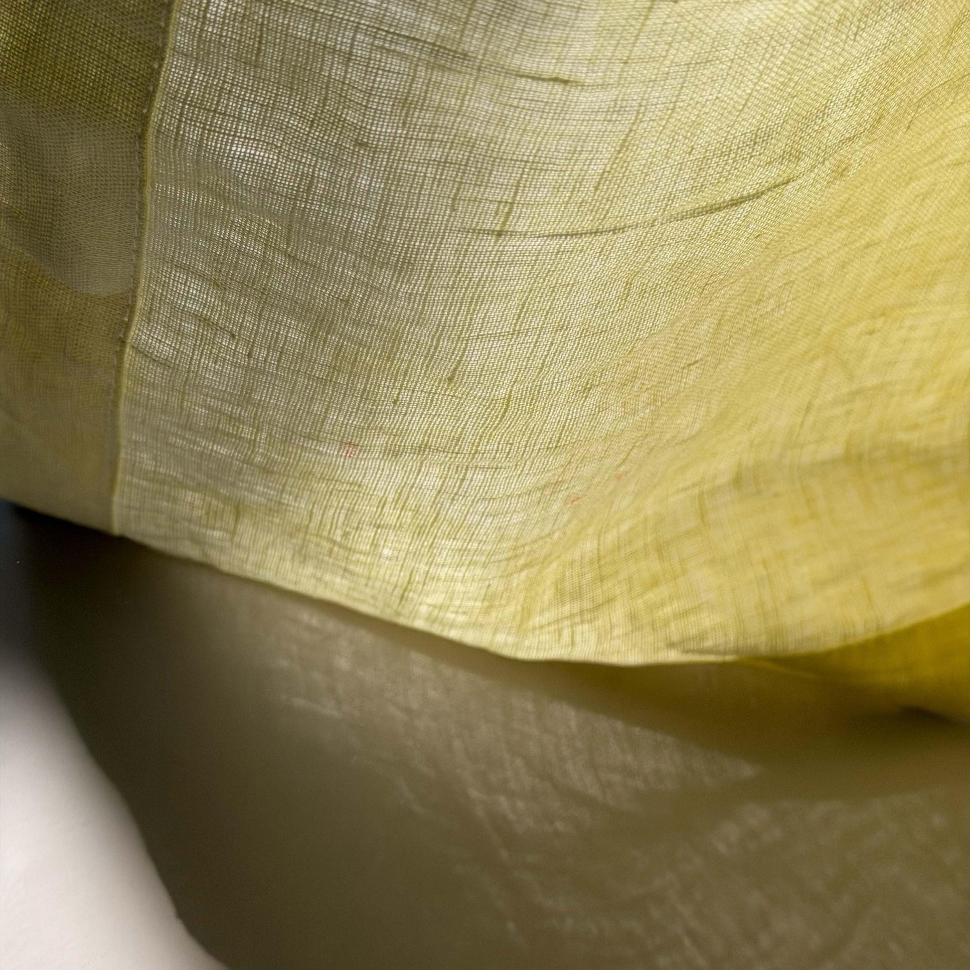 styled room scene with Soft Tone Noren — Yellow White used as a window or doorway curtain
