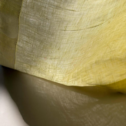 styled room scene with Soft Tone Noren — Yellow White used as a window or doorway curtain