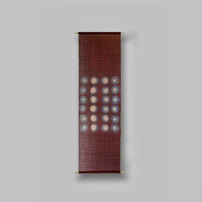 detail view of Ramie Cloth — Red Dots showing natural ramie weave and resist-dye pattern
