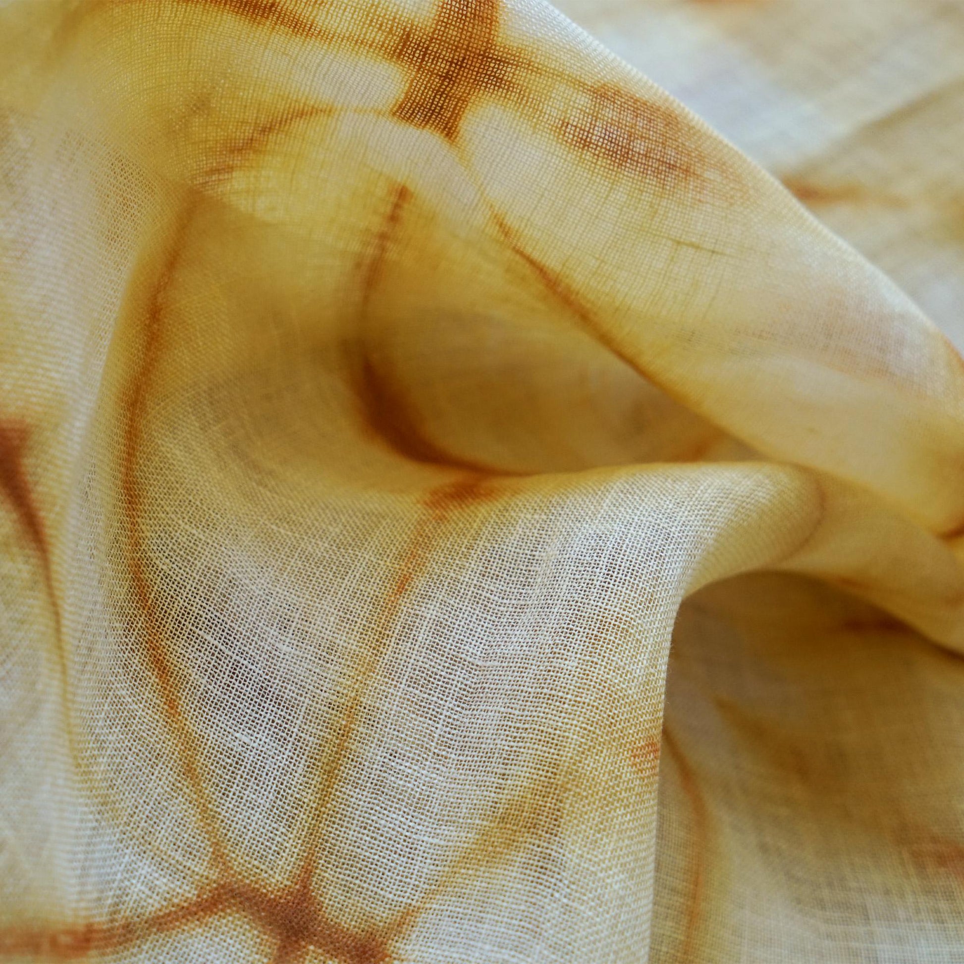 close-up of Linen Panel — Oat Dots showing the natural weave and gradient dye