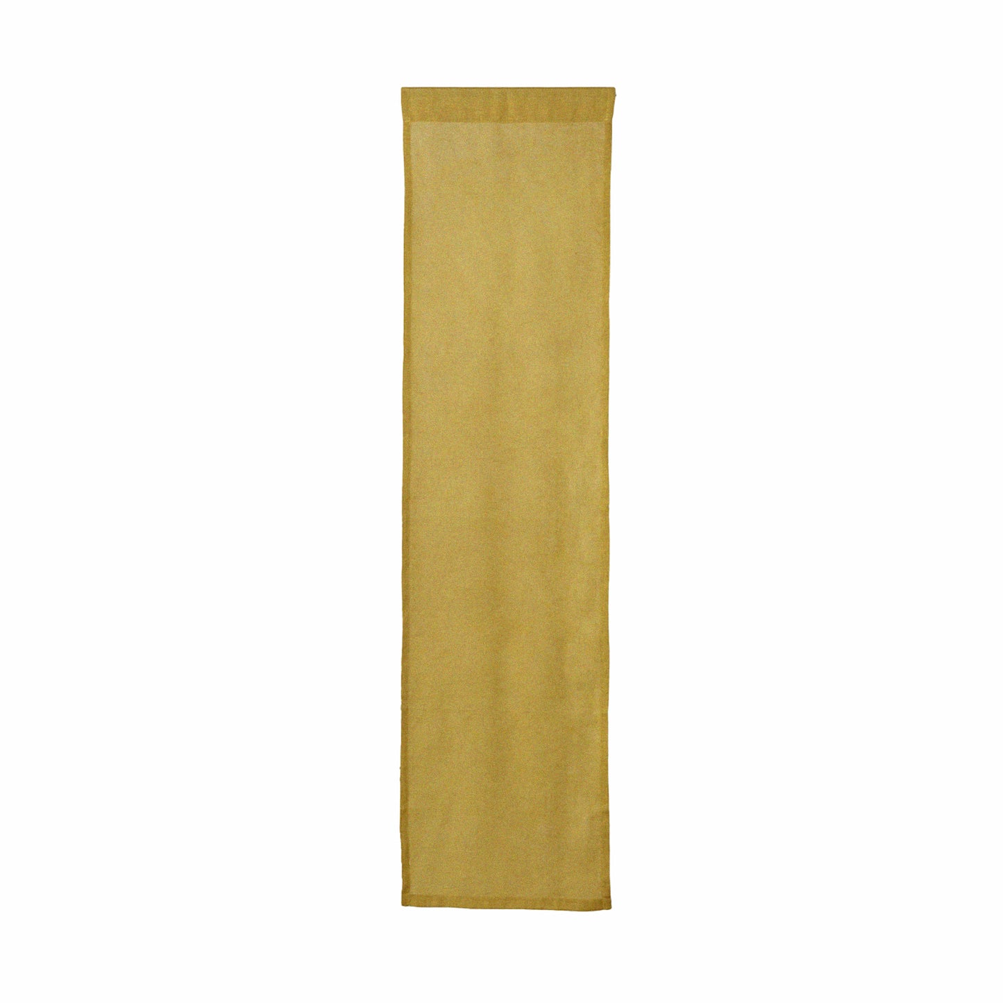 Hand dyed linen noren curtain in yellow and coffee, additional angle of the noren curtain