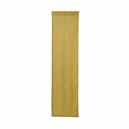 Hand dyed linen noren curtain in yellow and coffee, additional angle of the noren curtain