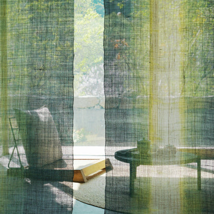 detail view of Ramie Ombre — Aqua Fade showing plant-dyed fabric texture
