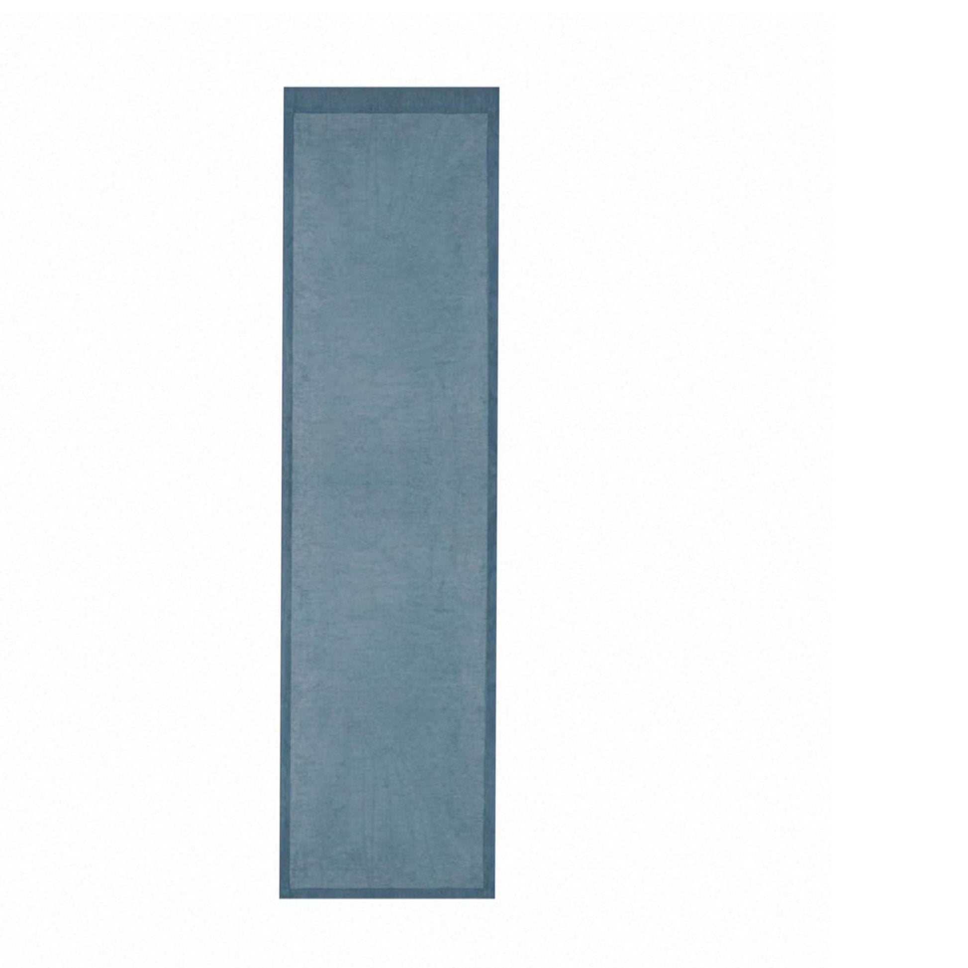 close-up of Polka Dot Linen Noren — Rust / Blue showing the natural resist-dye motif on linen