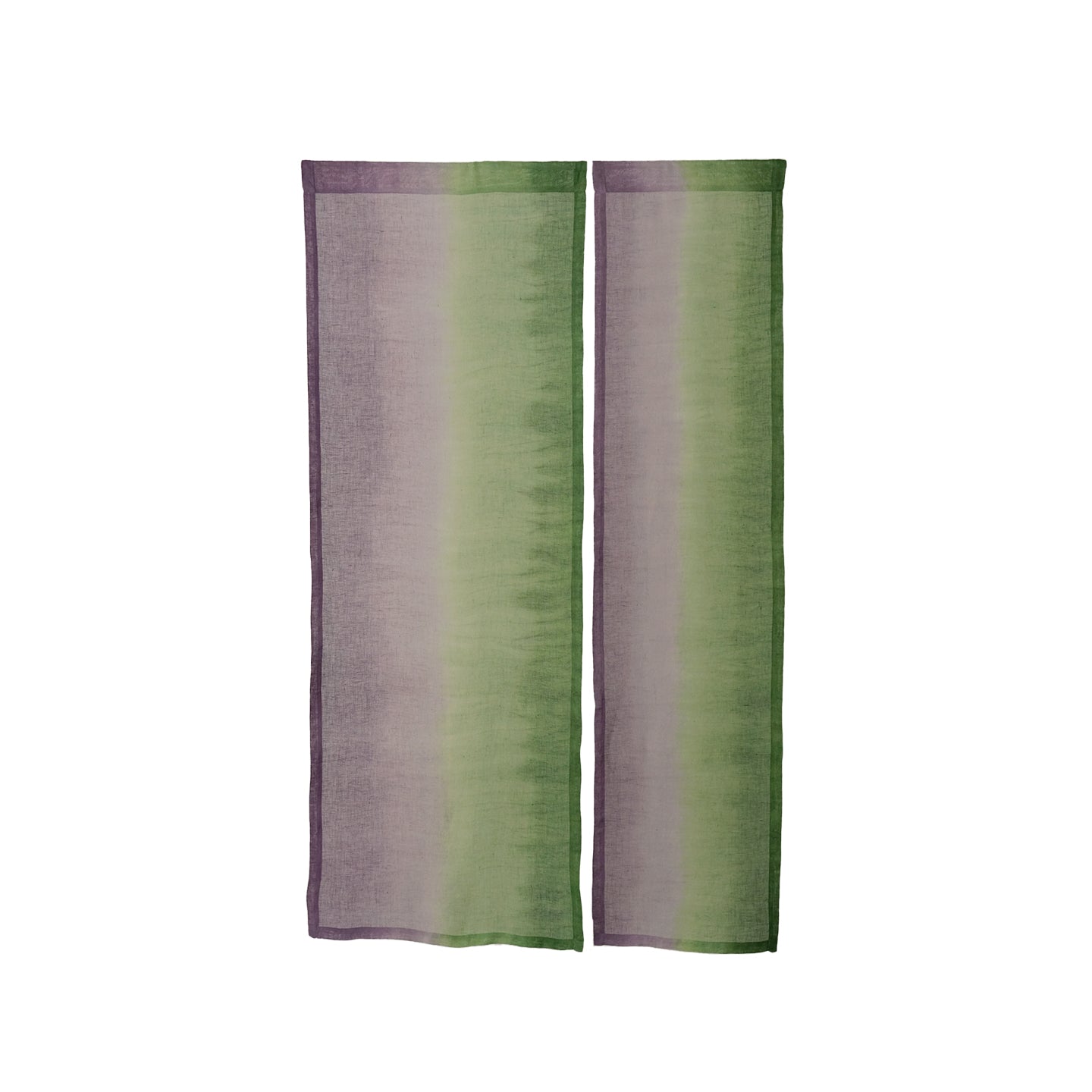 detail view of Motif Linen Noren — Green Flower showing plant-dyed linen texture and pattern
