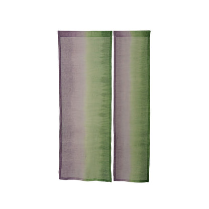 detail view of Motif Linen Noren — Green Flower showing plant-dyed linen texture and pattern