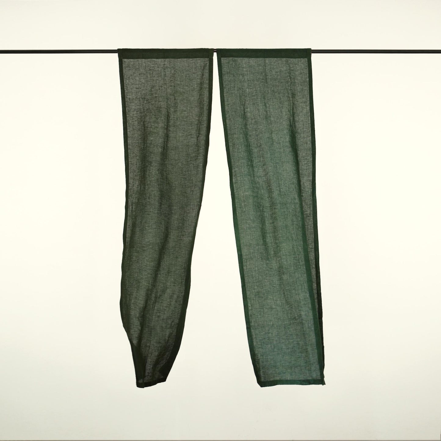 detail view of Soft Tone Noren — Sage Green showing plant-dyed linen texture and pattern