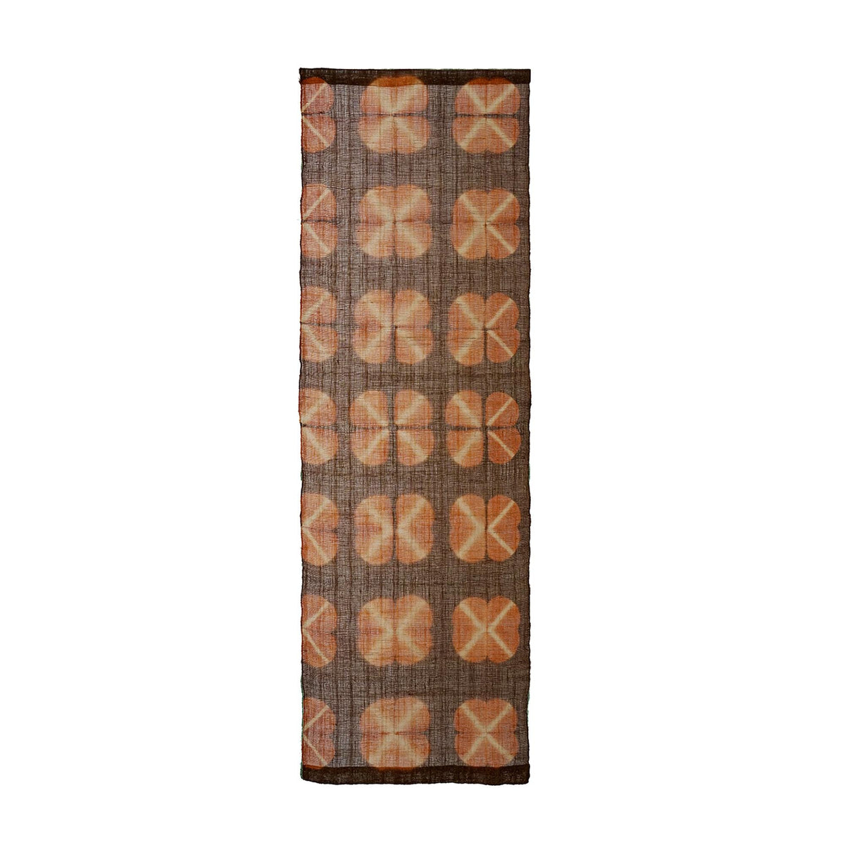 Ramie Cloth — Earth Grid displayed as a room divider or wall hanging