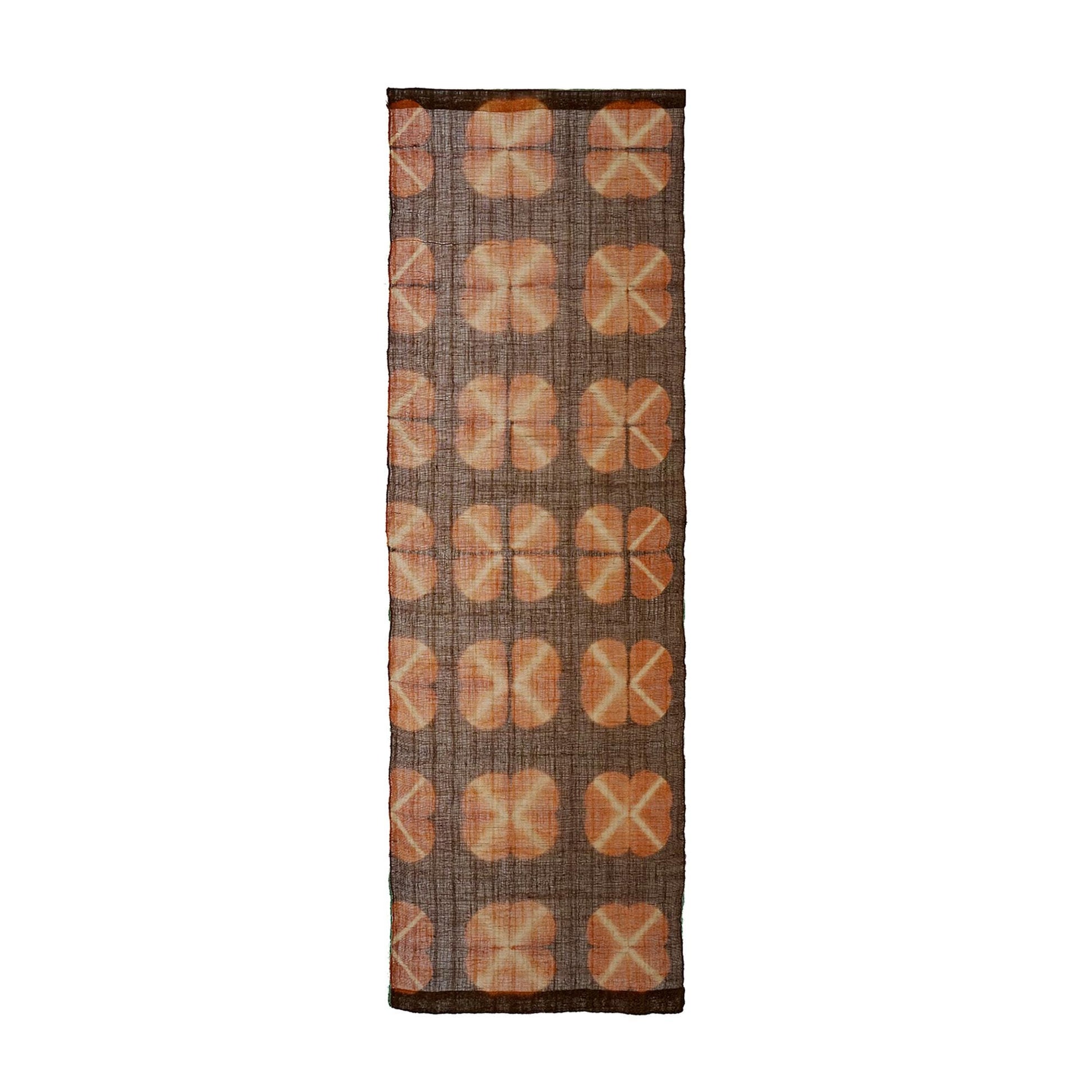 Ramie Cloth — Earth Grid displayed as a room divider or wall hanging