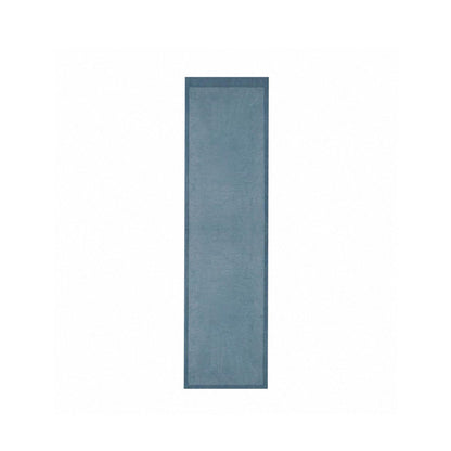 alternate angle of Polka Dot Linen Noren — Grey / Blue hanging as a two-panel doorway curtain